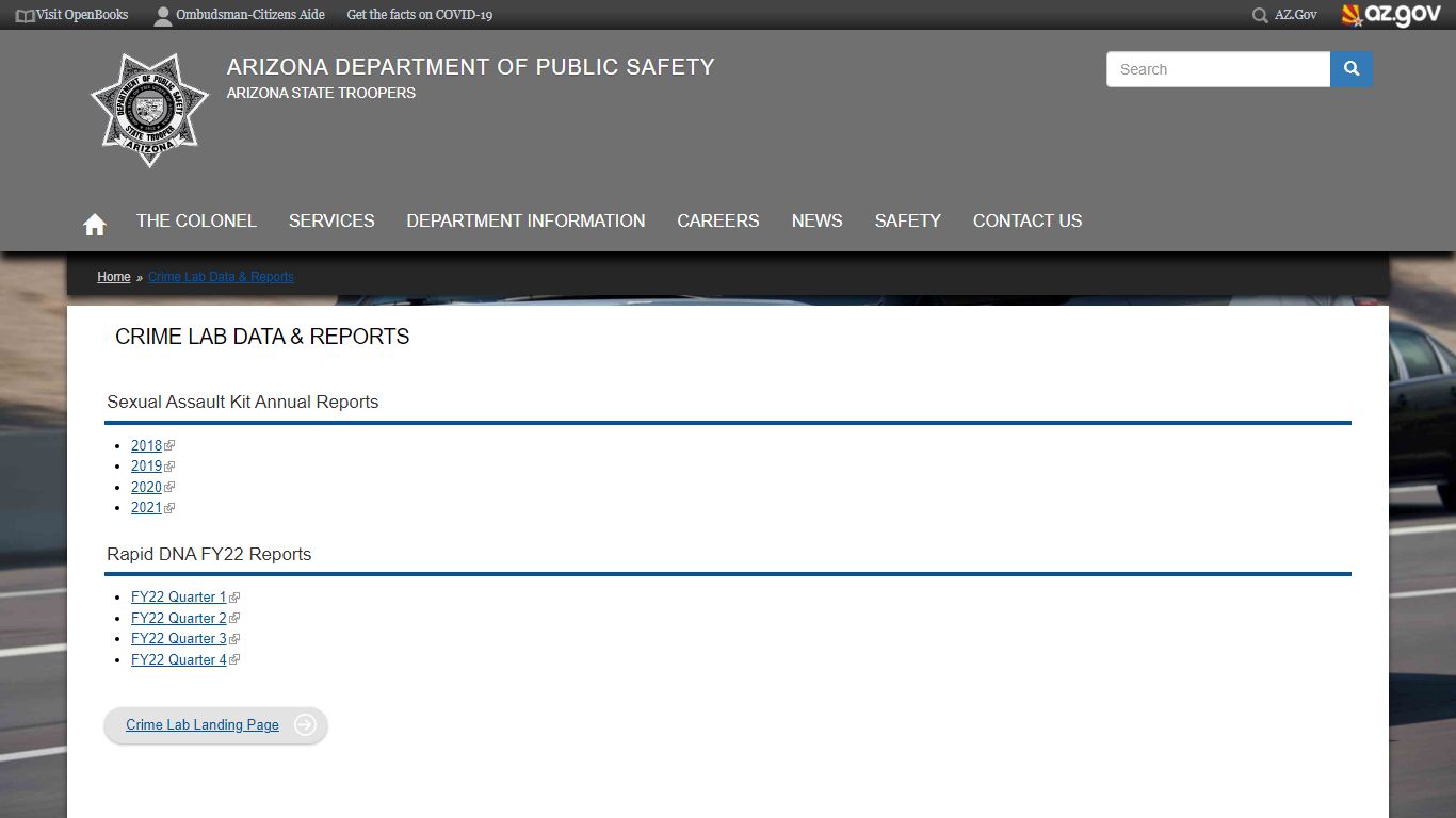 Crime Lab Data & Reports | Arizona Department of Public Safety